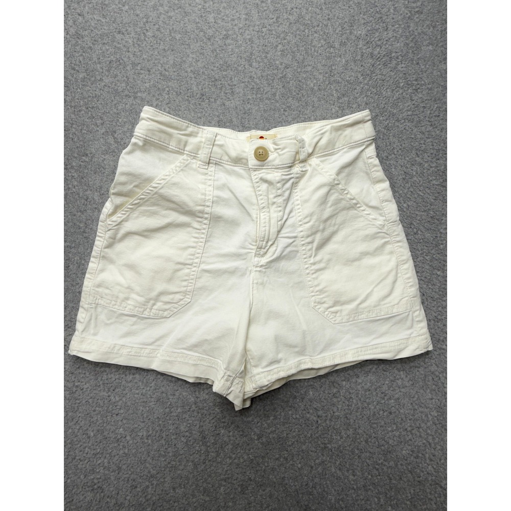 Marine Layer Shorts Womens 4 White Chino Twill Stretch High Rise 3 Inseam Casual